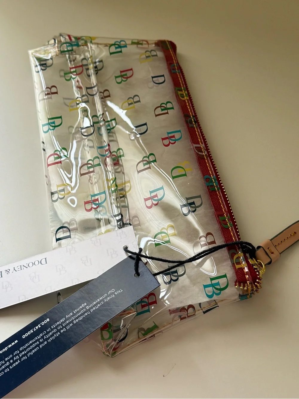 Brand New Dooney & Bourke IT On The Go Clear Signature Cosmetic Case See Through